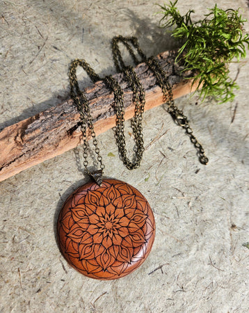 Mandala Wooden Pendant - Cherry