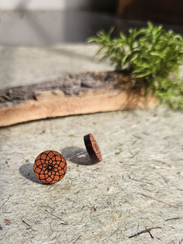 Mandala Wooden Stud Earring - Cherry