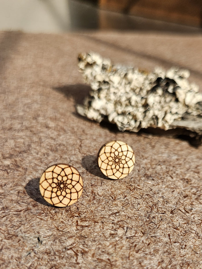Mandala Wooden Stud Earring - Maple