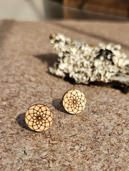 Mandala Wooden Stud Earring - Maple