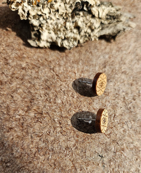 Mandala Wooden Stud Earring - Maple