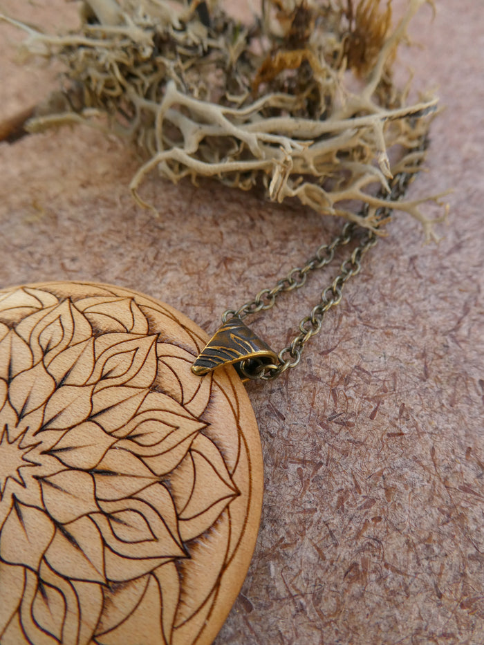 Mandala Wooden Pendant - Maple